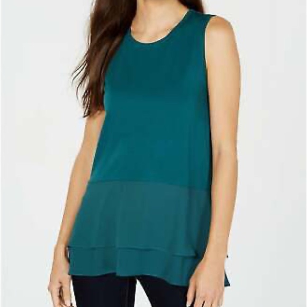 MICHAEL Michael Kors Double-Hem Top Green Size L